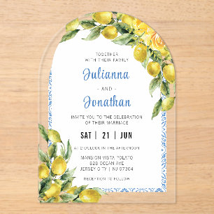 Invitation Acrylique Mariage Citron Italienne