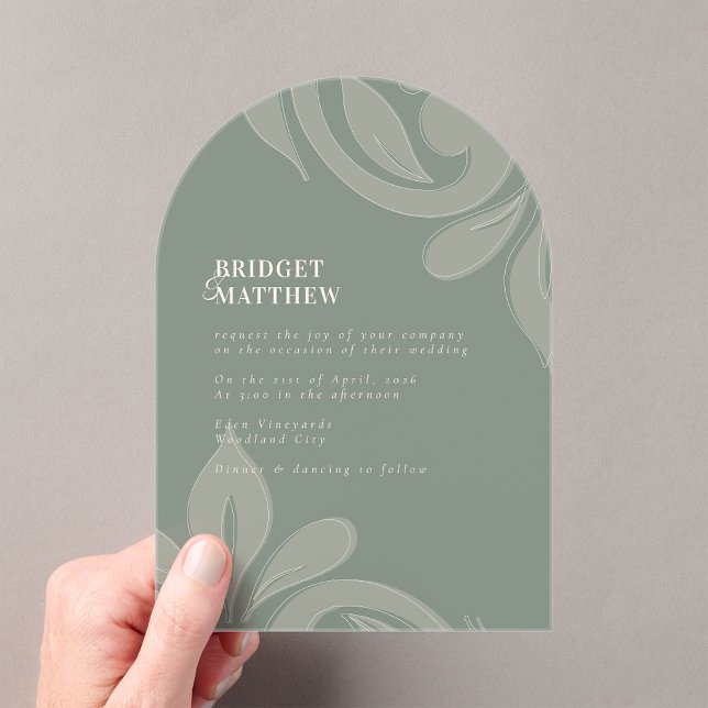 Invitation Acrylique Mariage classique Damask Eart (Créateur téléchargé)