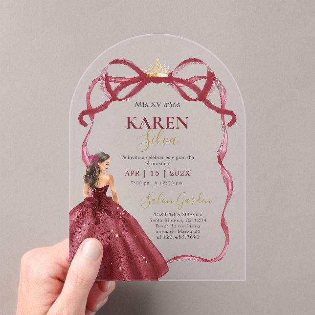 Invitation Acrylique pour Quinceanera (In situ (ordinateur de poche))