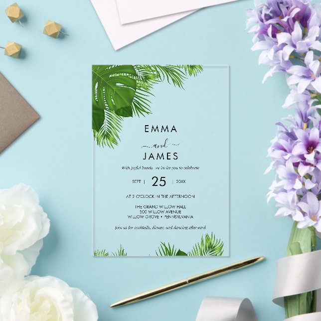 Invitation Acrylique Tropical Palm Beach (Insitu (Mariage))