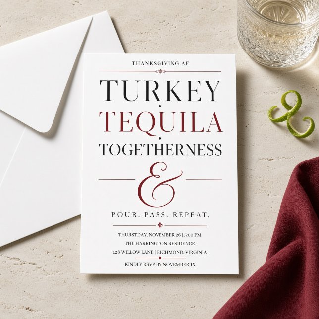Invitation Action de grâce au tequila de la dinde AF (Créateur téléchargé)