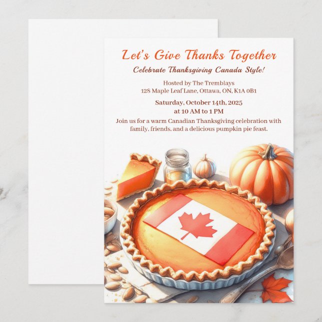 Invitation Action de grâce Canada | Rassemblement autour d'un (Devant / Derrière)