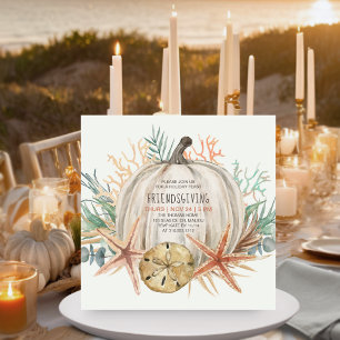 Invitation Action de grâce Friendsgiving de citrouille côtièr