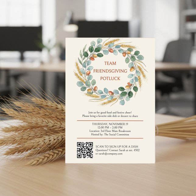 Invitation Action de grâce Potluck de l'équipe de bureau Frie (Friendsgiving Potluck Invitation by Darling & May)