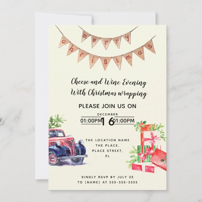 Invitation Activité de collecte de fonds pour le vin et le fr (Devant)