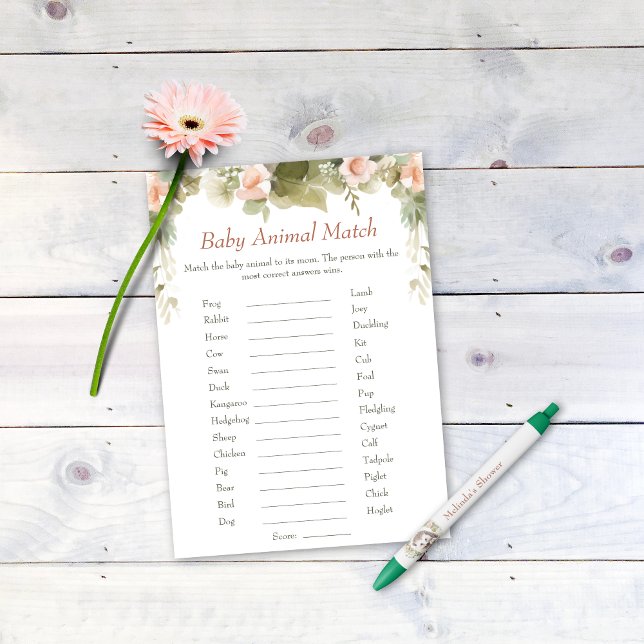 Invitation Activité du Baby shower de correspondance des anim (Baby Animal Match Baby Shower activity )