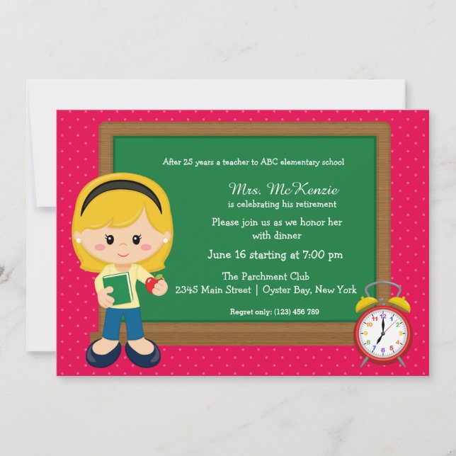 Invitation Activité scolaire * choisir la couleur arrière - p (Devant)