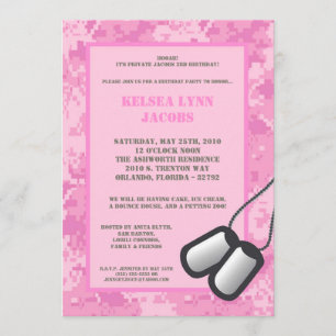 Invitation ACU de Camo d'ARMÉE de rose d'invitation de fête