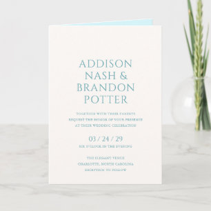 Invitation Addison Turquoise Green Classic Mariage élégant