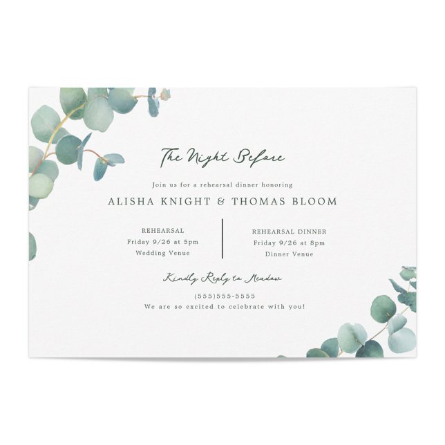 Invitation Adélaïde Répétition Mariage Aquarelle Eucalyptus (Créateur téléchargé)