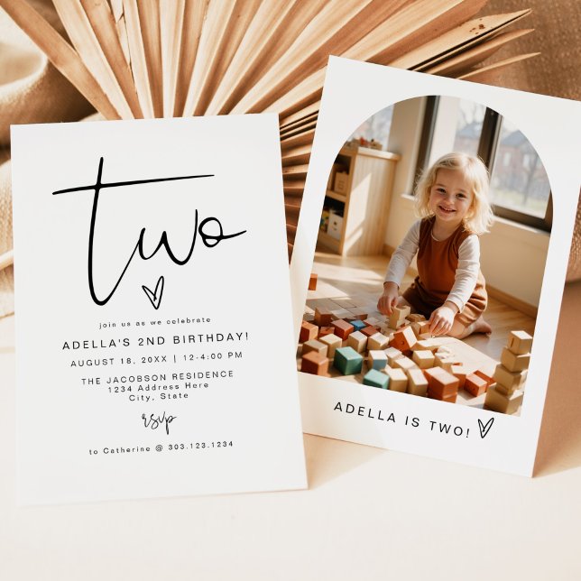 Invitation ADELLA Moderne Minimaliste Deux Photo 2e Anniversa (Créateur téléchargé)