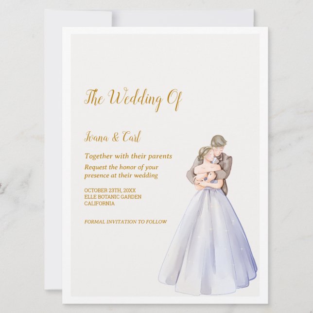 Invitation ADELLE Simple Dusk BLue Couple Mariage (Devant)