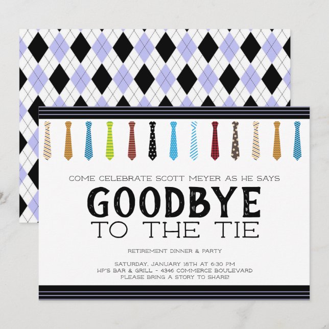 Invitation Adieu à la retraite de la Cravate (Devant / Derrière)