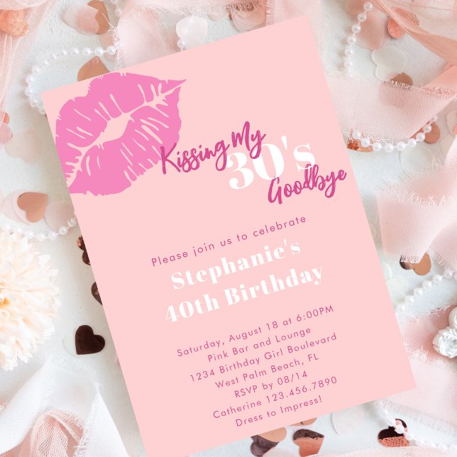 Invitation Adieu à mes 30 ans Blush Rose 40e Anniversaire (Créateur téléchargé)