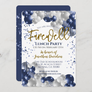 Invitation Adieu adieu retraite Blue Silver Gold