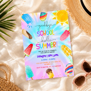 Invitation Adieu école, bonjour fête au bord de la piscine es
