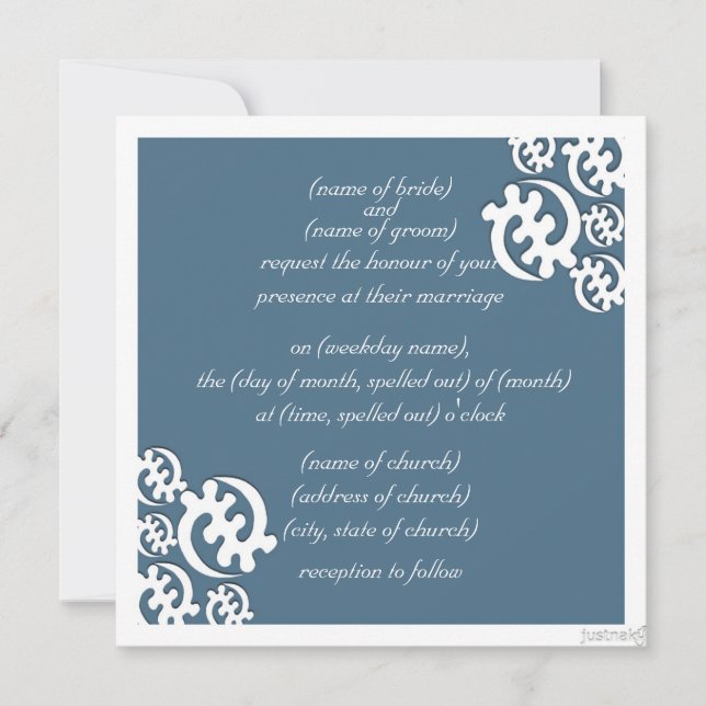 Invitation adinkra gye nyame (sauf Dieu) agate blue (Devant)