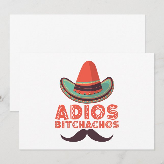 Invitation Adios Bitchachos Sombrero Retro Cinco De Mayo (Devant / Derrière)