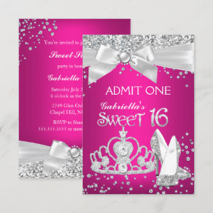 Invitation Admettez Sparkle Diadème Talons Sweet 16 Rose Chau