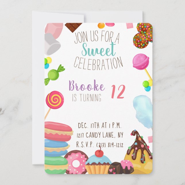 Invitation Admission d'anniversaire douce (Devant)