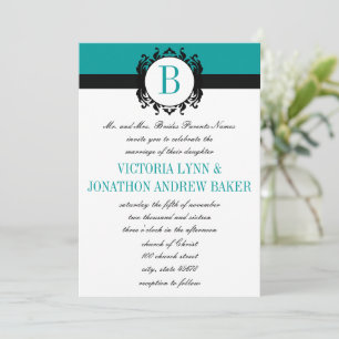 Invitation Admission de mariage pour un monogramme de Deep Aq