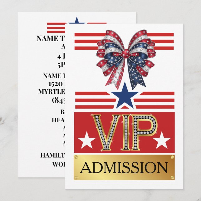 Invitation Admission VIP du PARTI PATRIOTIQUE (Devant / Derrière)