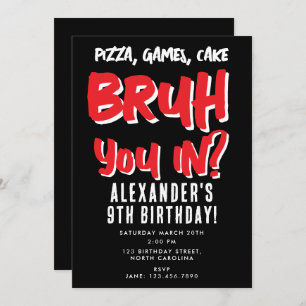 Invitation Ado adolescent de Bruh Boy Boy Fête d'anniversaire