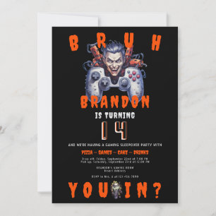 Invitation ADO de BRUH Halloween Jeu vidéo Sleepover Annivers