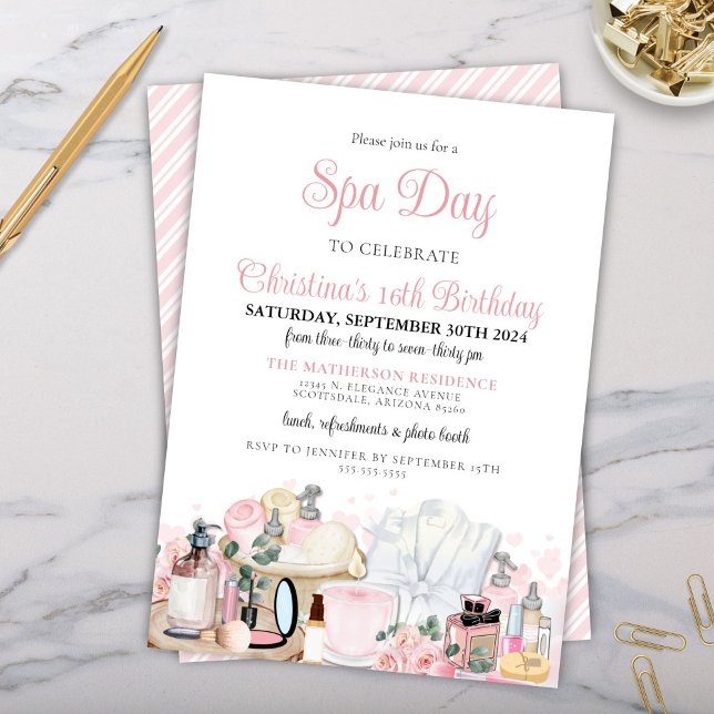 Invitation Ado de la Journée Spa glamour entre la nuptiale ad (glamorous girls tween teen bridal birthday party invitation for makeup pamper me party)