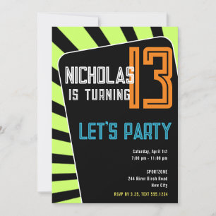 Invitation Ado Garçon 13e anniversaire - N'importe quel âge b