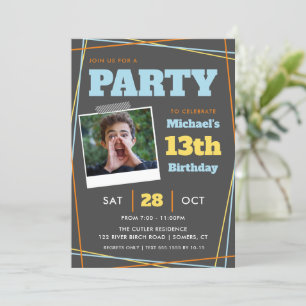Invitation Ado Garçon Anniversaire, 13 ans ou n'importe quel 