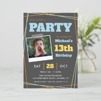 Invitation Ado Garçon Anniversaire, 13 ans ou n'importe quel