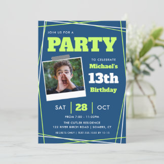 Invitation Ado Garçon Anniversaire, 13 ans ou n'importe quel 