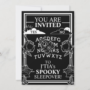 Invitation Ado Girl Gothic Black Talboard Sleepover