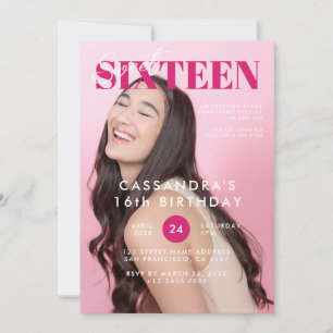 Invitation Ado Magazine Couverture Sweet sixteen Anniversaire