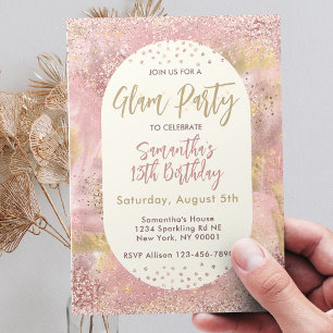 Invitation Ado moderne Glam Spa Party Faux Rose Gold Parties 