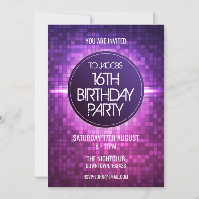 Invitation Ado Night Club Fête d'anniversaire (Devant)