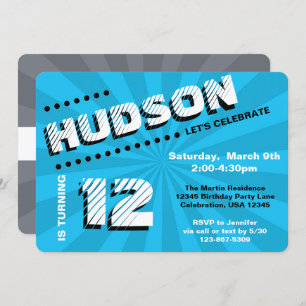 Invitation Ado/Tween Graffiti mur fête des garçons