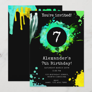 Invitation Ado Tween Jeune Garçon N'importe quel âge Neon fêt
