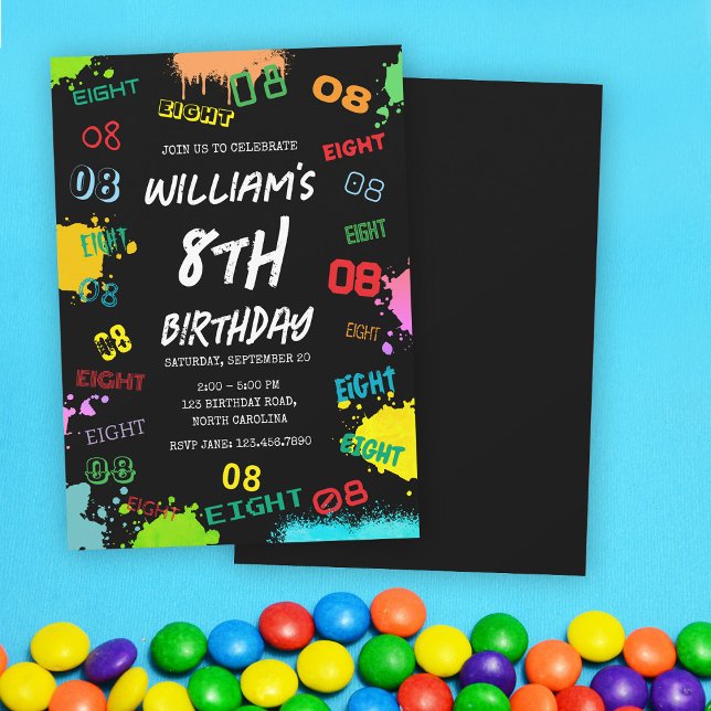 Invitation Ado Tween Jeune Garçon Numéro d'âge Anniversaire F (Teen Tween Young Boy Boy Age Number Birthday Party Invitation)