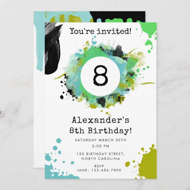 Invitation Ado Tween Young Boy Custom Age Fête d'anniversaire (Devant / Derrière)