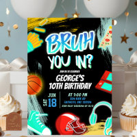 Adolescent Néon Bruh Vous Êtes à la Fête d'Anniver