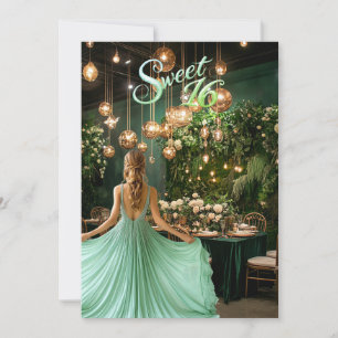 Invitation Adolescente Blonde Sweet Sixteen Salle de Bal Vert