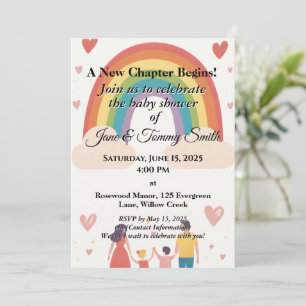 Invitation Adoption Baby shower arc-en-ciel