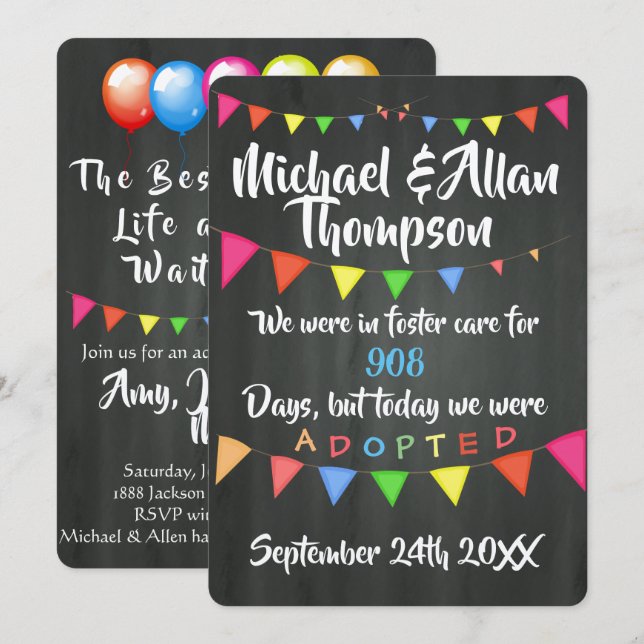 Invitation Adoption De L'Annonce De Soins D'Accueil - Partie (Devant / Derrière)