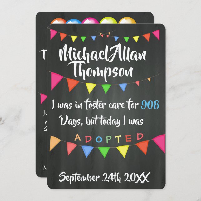 Invitation Adoption De L'Annonce De Soins D'Accueil - Partie (Devant / Derrière)