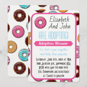 Invitation Adoption Douche moderne Pink Donut Party