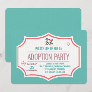 Invitation Adoption Douche moderne rose et bleu papillon