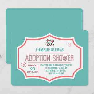 Invitation Adoption Douche moderne rose et bleu papillon