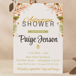 Invitation Adoption Douche vert et plantes Brown